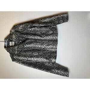 Miss Selfie Sz L Faux Snakeskin Moto Jacket Asymmetrical Zipper Pockets